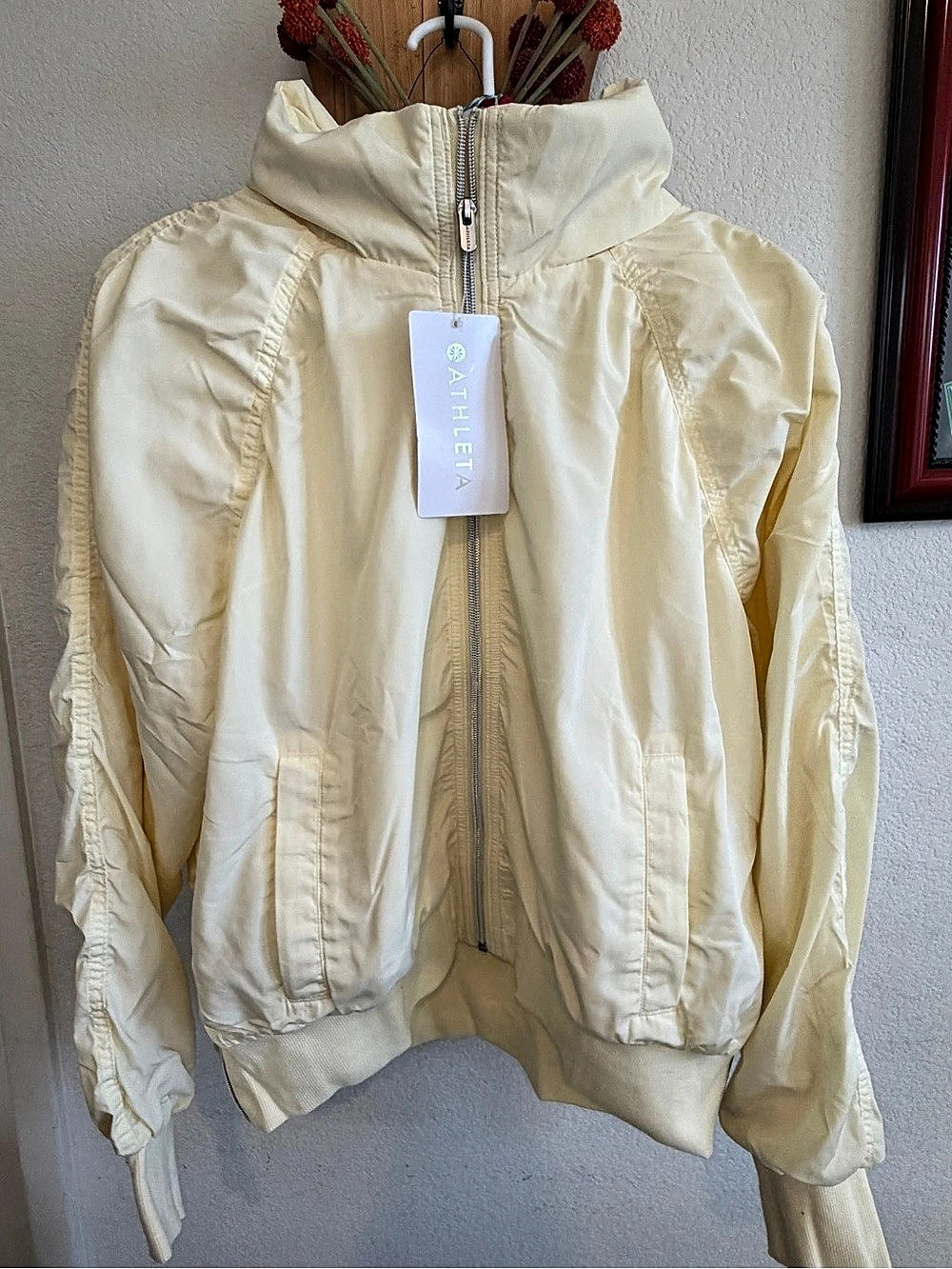Athleta Jetset Bomber Jacket in Cream Large NWT